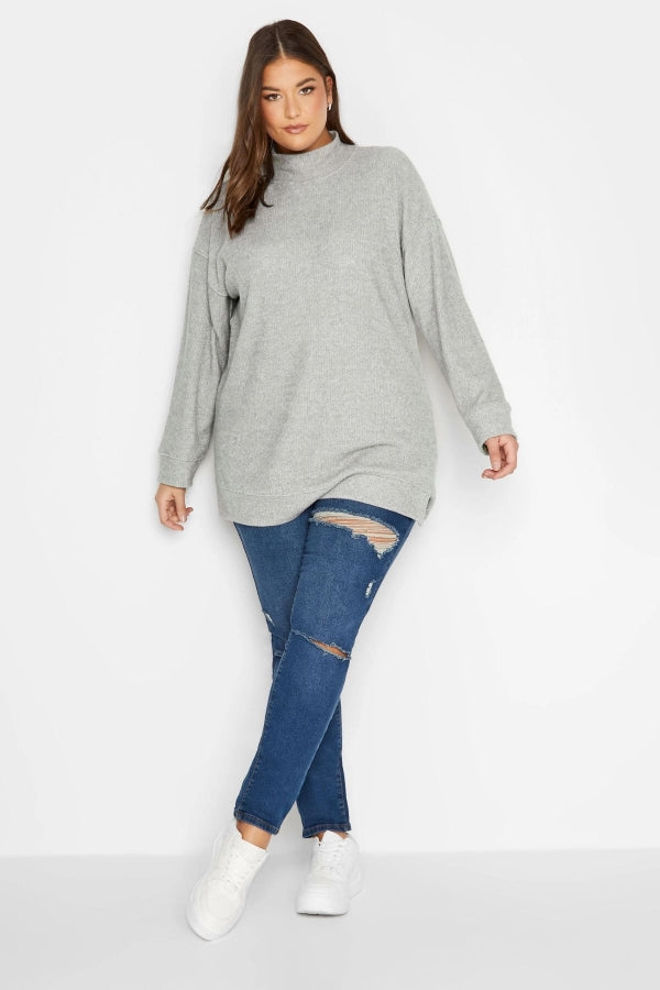 Büyük Beden Yarım Balıkçı Yaka Uzun Kollu Triko Kazak 301778 Vervegrand