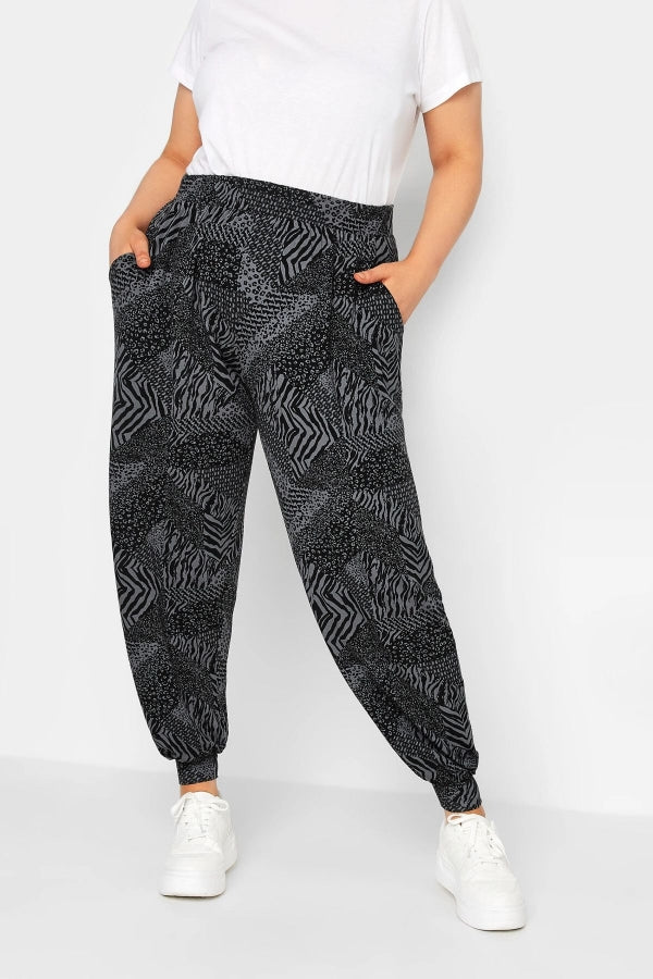 Büyük Beden Desenli Paçası Lastikli Cepli Beli Lastikli Likralı Eşofman Altı 143411 Vervegrand