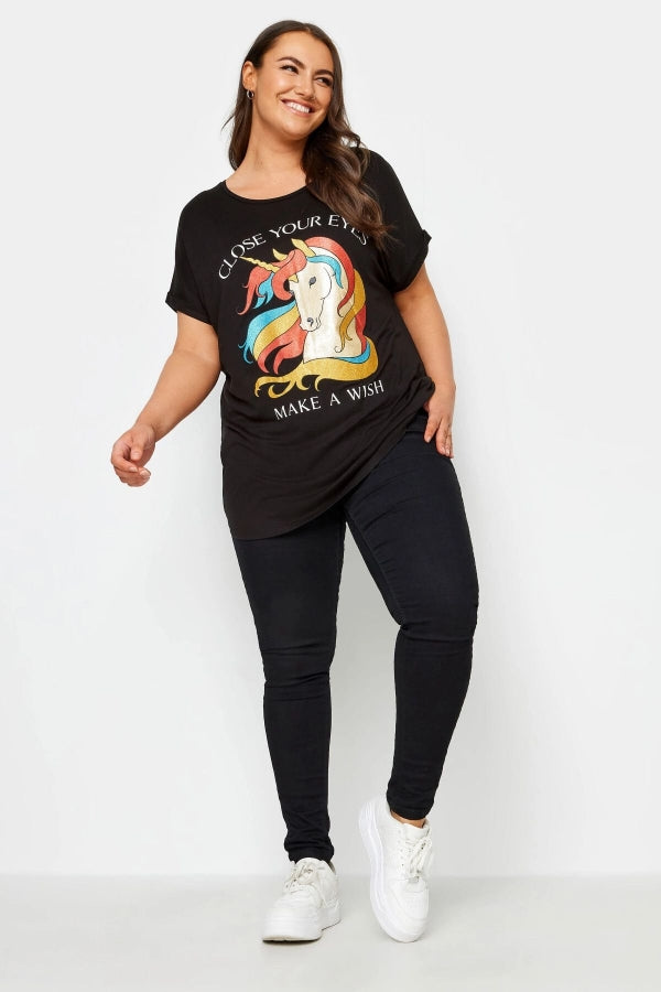 Büyük Beden Bisiklet Yaka Kısa Kollu Baskılı T-shirt 302847 Vervegrand