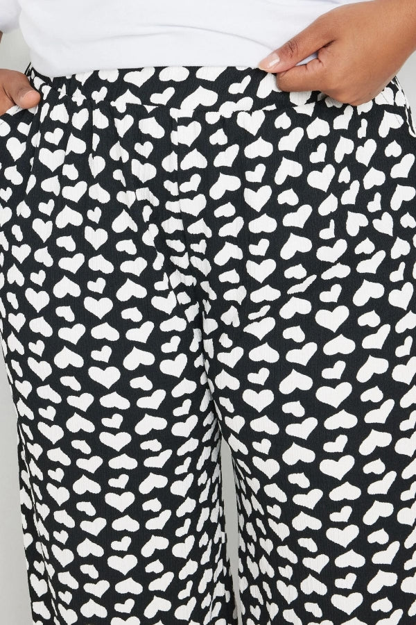 Büyük Beden Beli Lastikli Bol Paça Kalp Desenli Cepli Pantolon 303492 Vervegrand