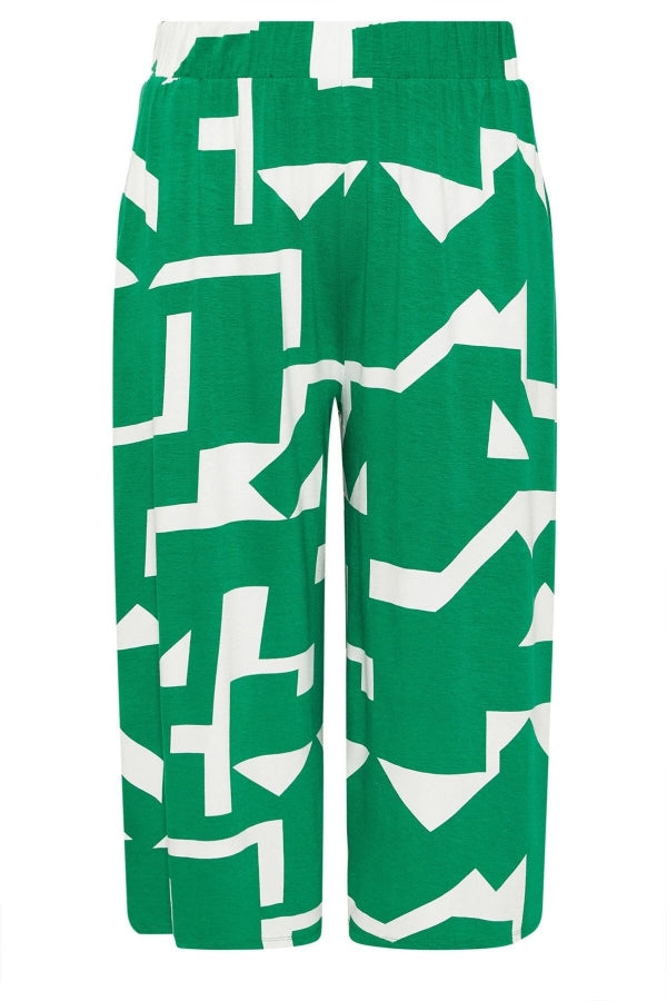 Büyük Beden Yüksek Bel Lastikli Cepli Bol Paça Kapri Pantolon 304118 Vervegrand