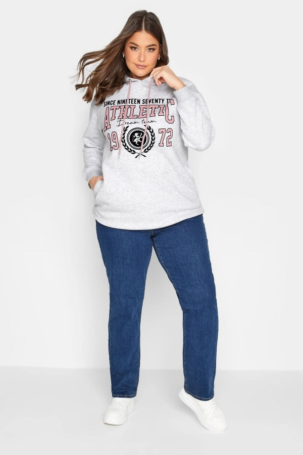 Büyük Beden Kapüşonlu Önü Yazı Baskılı Cepli Sweatshirt 173597 Vervegrand
