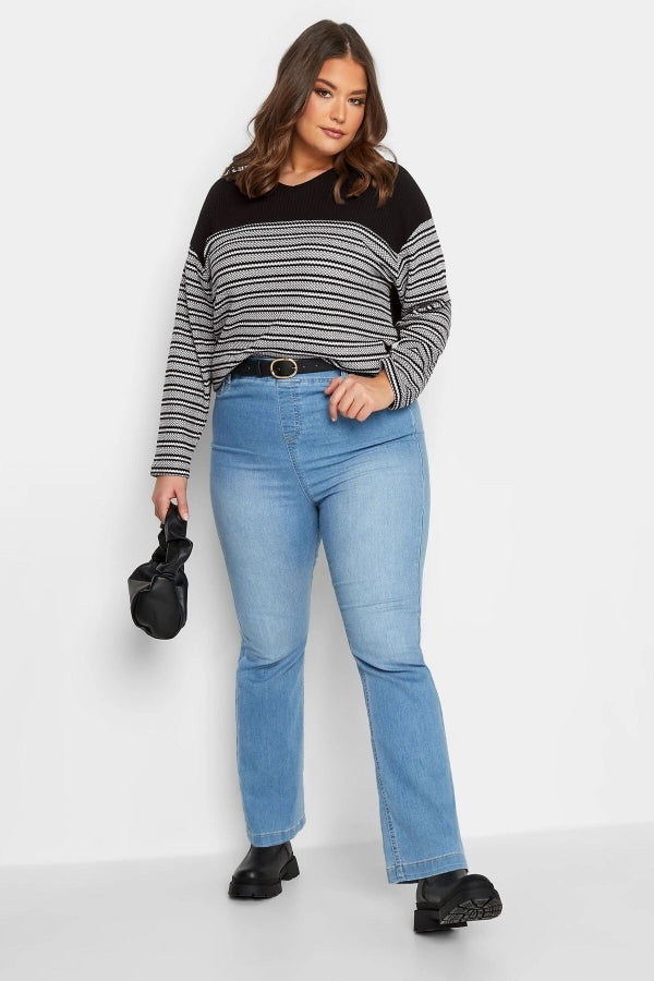 Büyük Beden V Yaka Yanı Yırtmaçlı Uzun Kollu Triko Bluz 301708 Vervegrand