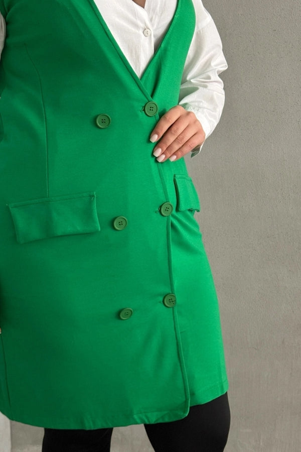 Büyük Beden Sıfır Kol Önü Düğmeli Cep Görünümlü Hırka 300860 Vervegrand