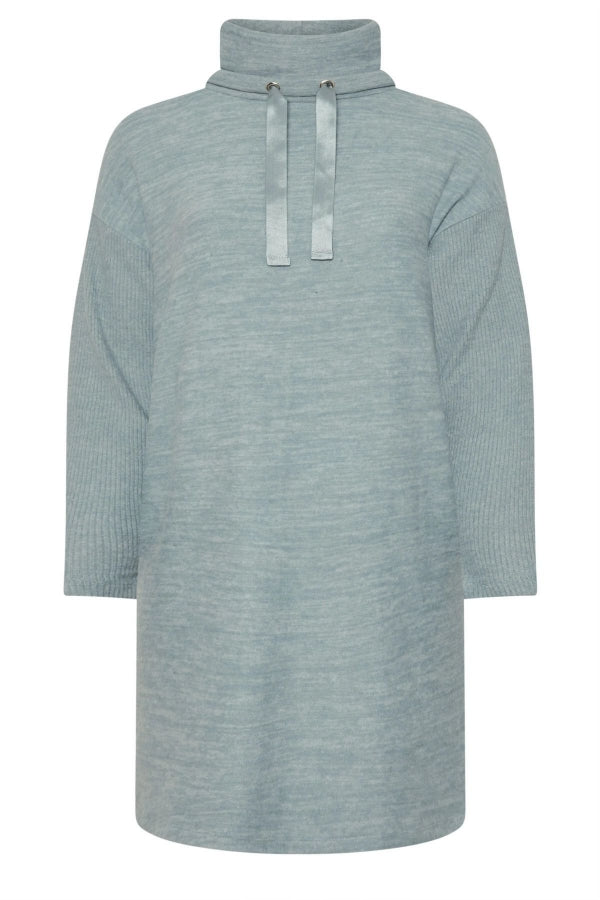 Büyük Beden Uzun Kollu Kapüşonlu Yumuşak Dokulu Sweatshirt Elbise 303590 Vervegrand