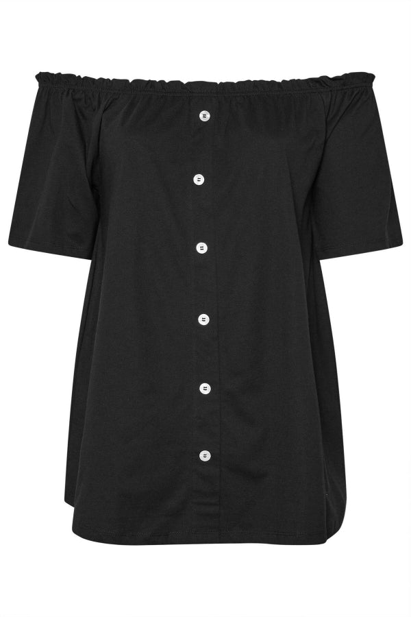 Büyük Beden Düşük Omuz Düğme Detaylı Straplez Bluz 322704 Vervegrand