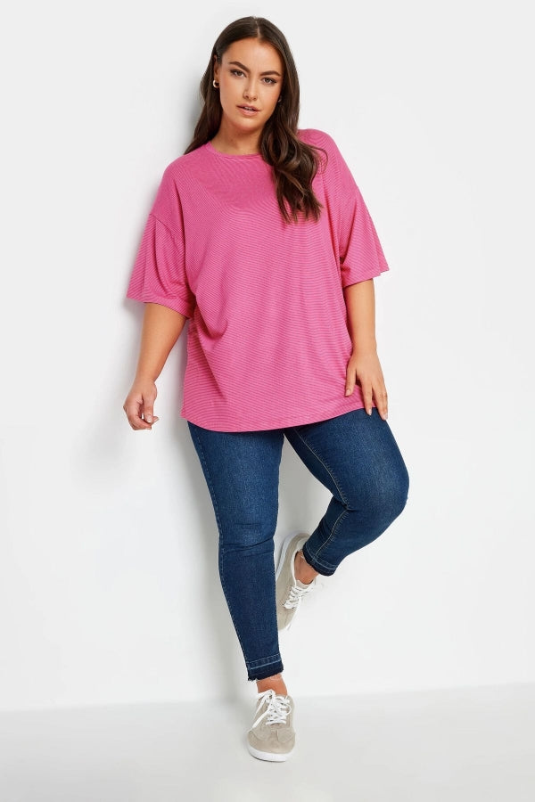Büyük Beden Bisiklet Yaka Yarım Kollu Uzun Kesim T-shirt 302544 Vervegrand