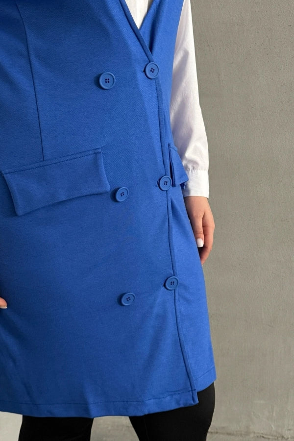 Büyük Beden Sıfır Kol Önü Düğmeli Cep Görünümlü Hırka 300862 Vervegrand