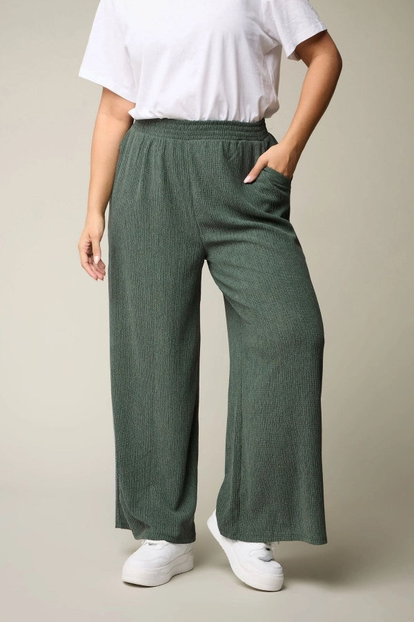 Büyük Beden Beli Lastikli Bol Paça Cepli Pantolon 304010 Vervegrand