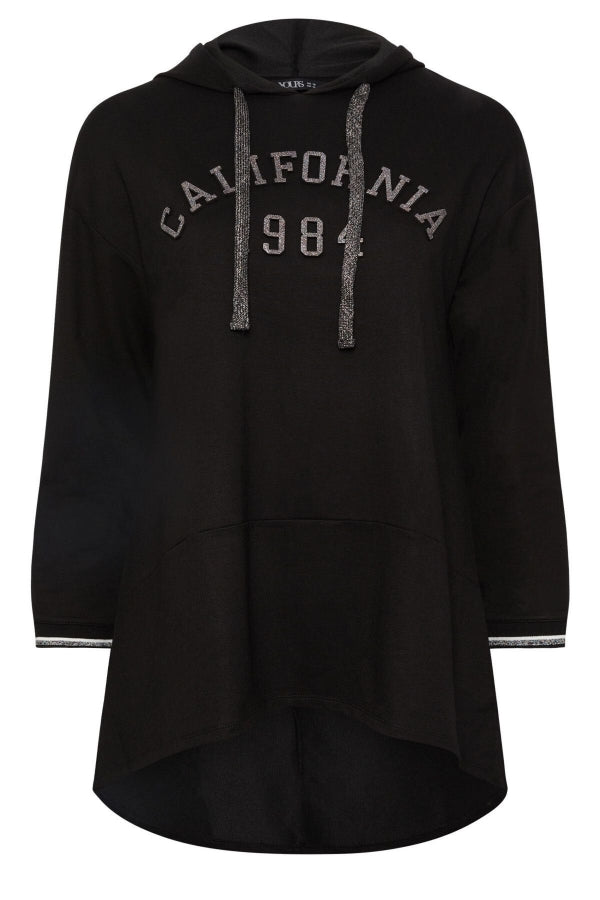 Büyük Beden Uzun Kollu Arkası Uzun Baskılı Kapüşonlu Sweatshirt 302846 Vervegrand