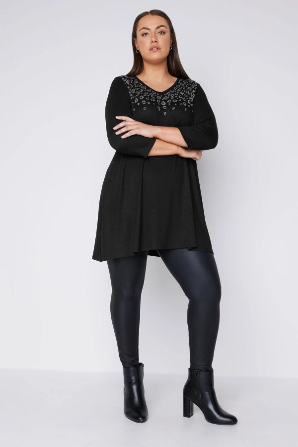 Büyük Beden V Yaka Fakir Kol İşleme Detaylı Bluz 615156 Vervegrand