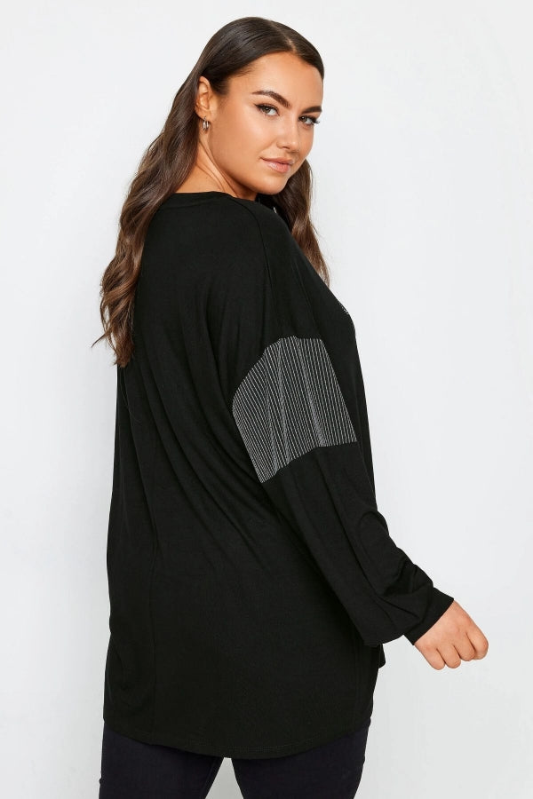 Büyük Beden Bisiklet Yaka Uzun Kollu Yılbaşı Temalı Bluz 302913 Vervegrand