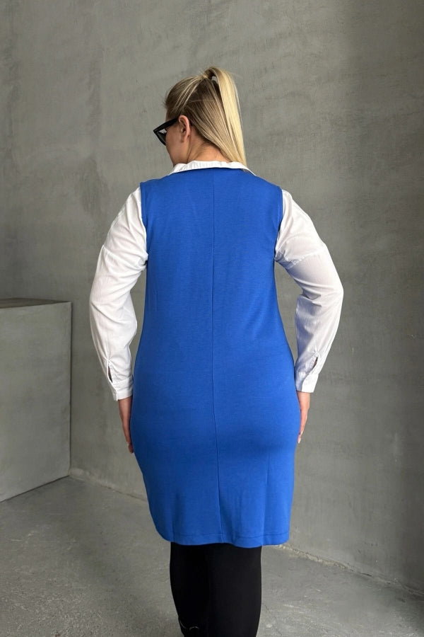 Büyük Beden Sıfır Kol Önü Düğmeli Cep Görünümlü Hırka 300862 Vervegrand