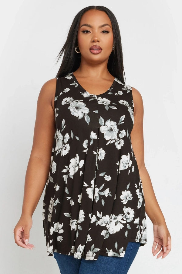 Büyük Beden Sıfır Kol V Yaka Desenli Likralı Bluz 303422 Vervegrand