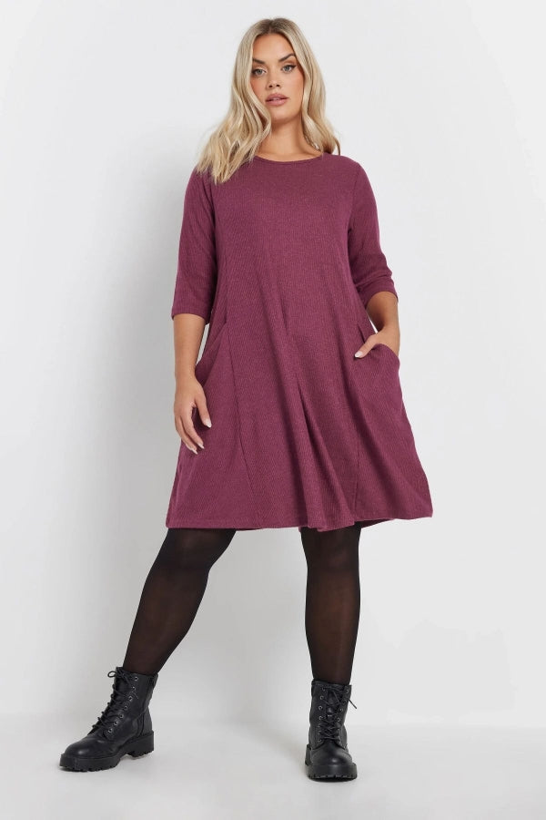 Büyük Beden Yarım Kollu Bisiklet Yaka Asimetrik Cepli Elbise 303803 Vervegrand