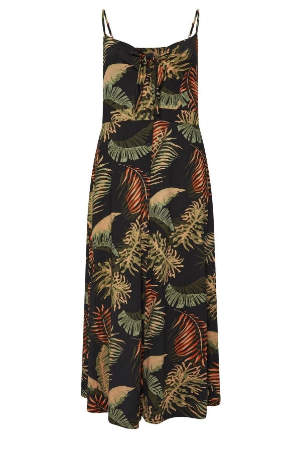 Büyük Beden Askılı Göğüs Dekolteli Çiçek Desenli Maxi Elbise 303485 Vervegrand