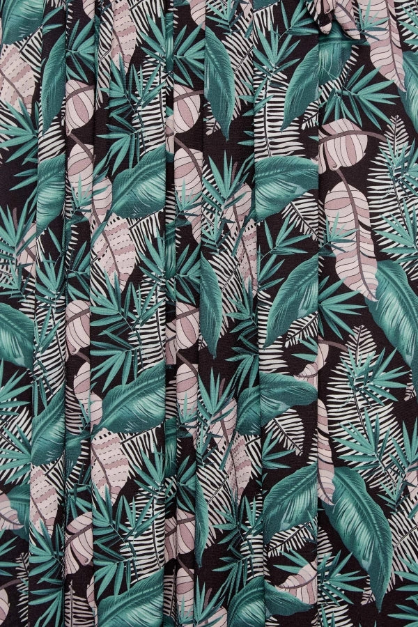 Büyük Beden V Yaka Desenli Kuşaklı Likralı Yarım Kol Anvelop Elbise 302162 Vervegrand