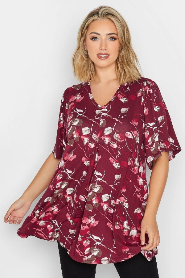 Büyük Beden V Yaka Desenli Asimetrik Kesim Likralı Bluz 302484 Vervegrand