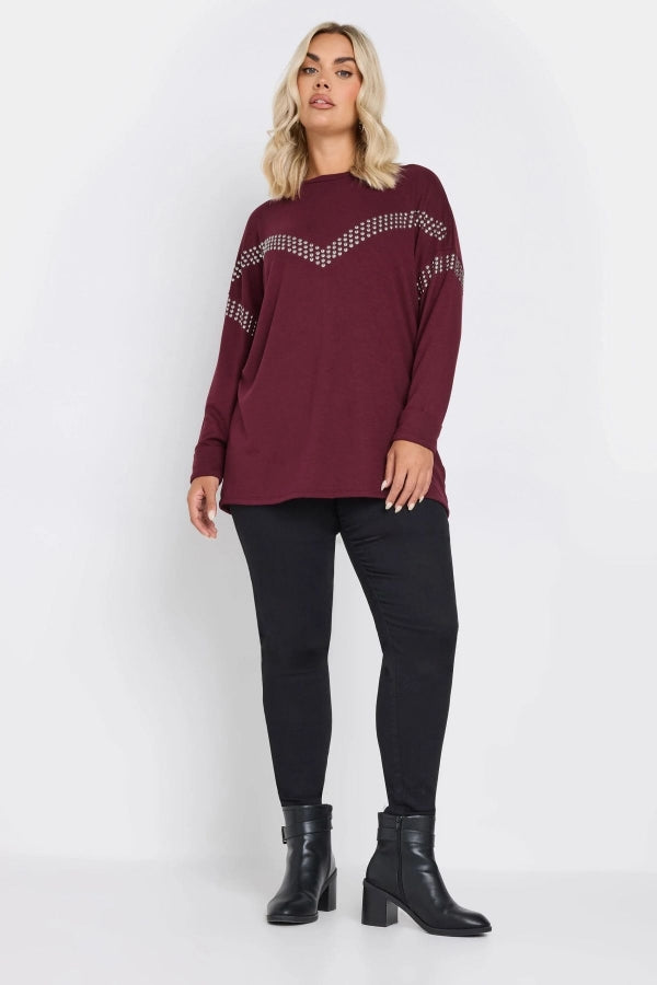 Büyük Beden Bisiklet Yaka Uzun Kollu Pul İşlemeli Bluz 322184 Vervegrand