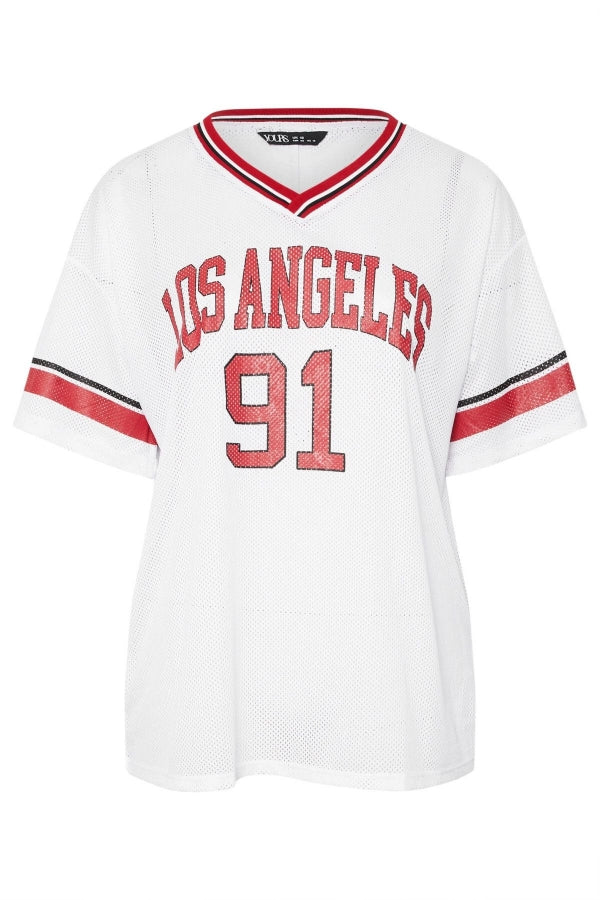 Büyük Beden V Yaka Kısa Kollu Baskılı File T-shirt 303495 Vervegrand