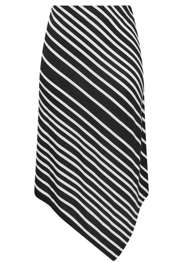 Büyük Beden Yatay Çizgili Beli Lastikli Midi Boy Asimetrik Kesim Etek 301628 Vervegrand