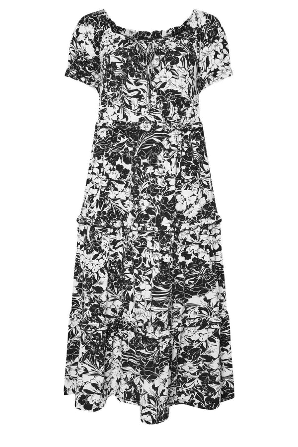 Büyük Beden Yakası Büzgülü Beli Lastikli Uzun Elbise 270238 Vervegrand