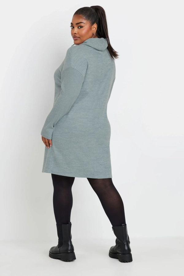 Büyük Beden Uzun Kollu Kapüşonlu Yumuşak Dokulu Sweatshirt Elbise 303590 Vervegrand