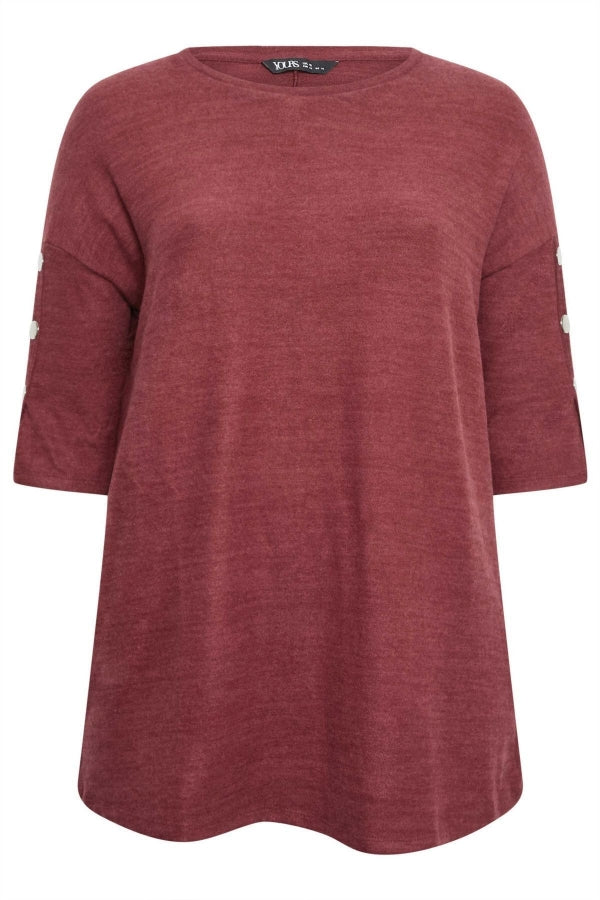 Büyük Beden Yumuşak Dokulu Bisiklet Yaka Düğme Detaylı Bluz 302680 Vervegrand