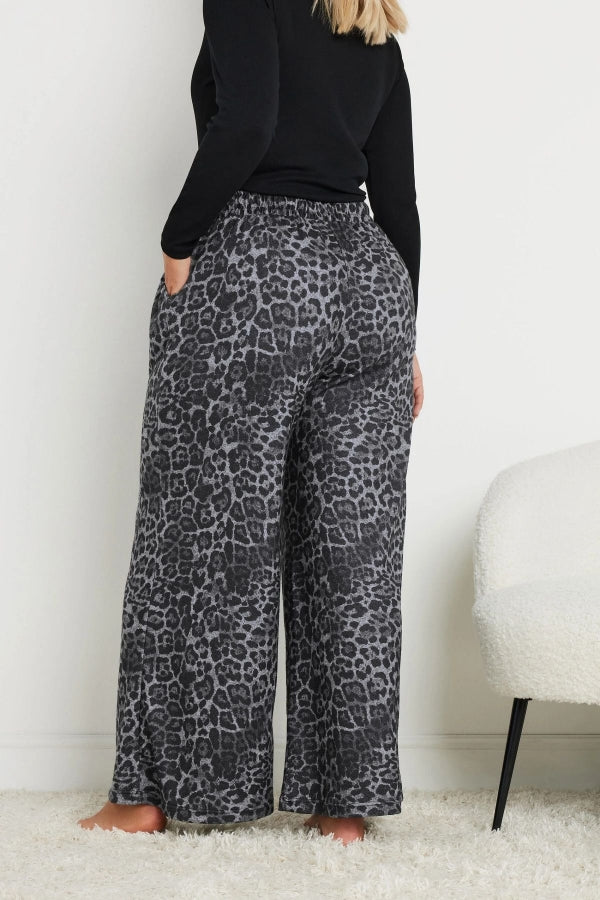 Büyük Beden Bol Paça Cepli Leopar Desenli Beli Lastikli Eşofman Altı 322356 Vervegrand