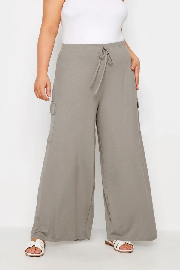 Büyük Beden Beli Lastikli Cepli Geniş Paça Kargo Pantolon 143824 Vervegrand