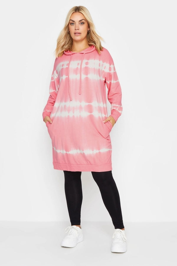 Büyük Beden Batik Desenli Uzun Kesim Cepli Kapüşonlu Sweatshirt 302208 Vervegrand