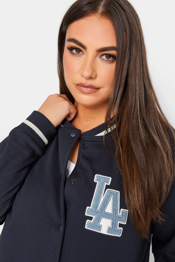 Büyük Beden Baskılı Düğmeli Uzun Kollu Kolej Bomber Ceket 302026 Vervegrand