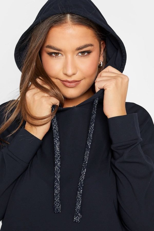 Büyük Beden Kapüşonlu Cepli Uzun Kollu Sweatshirt Elbise 301732 Vervegrand