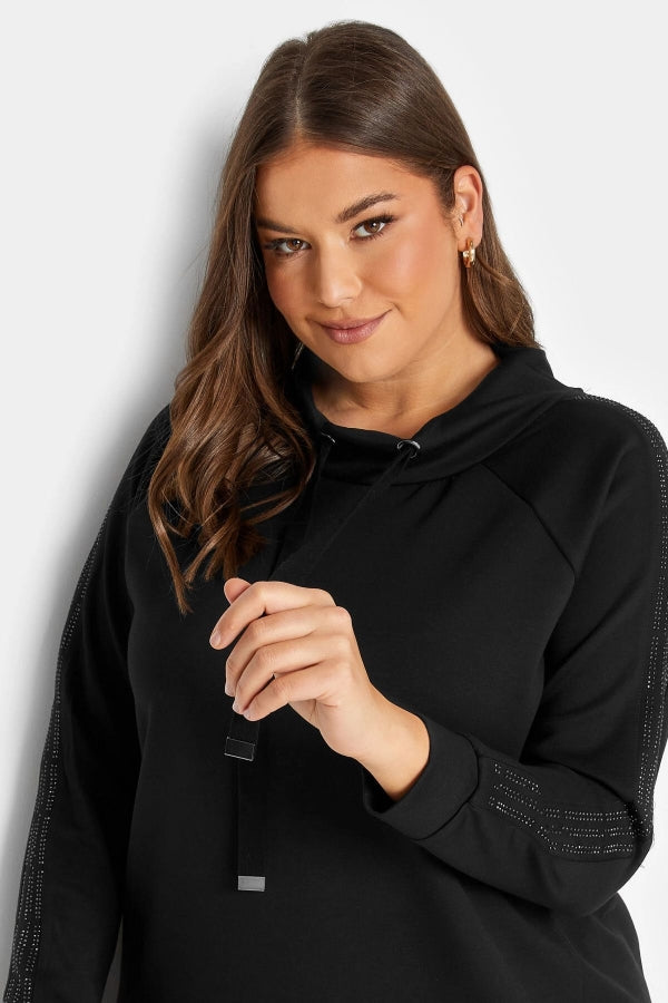 Vervegrand büyük beden sweatshirt bağcıklı yaka ve pul detayları