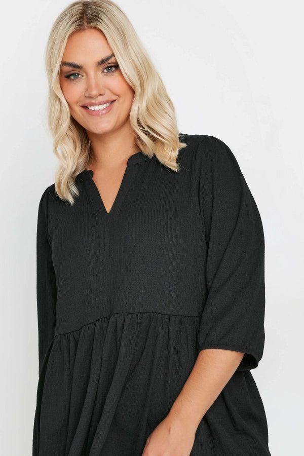 Büyük Beden V Yaka Esnek Kesim Yarım Kollu Eteği Bollaşan Bluz 322214 Vervegrand