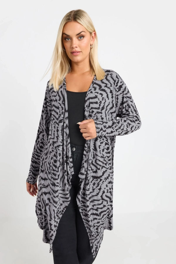 Büyük Beden Önü Kapamasız Uzun Kollu Asimetrik Kesim İnce Hırka 303692 Vervegrand