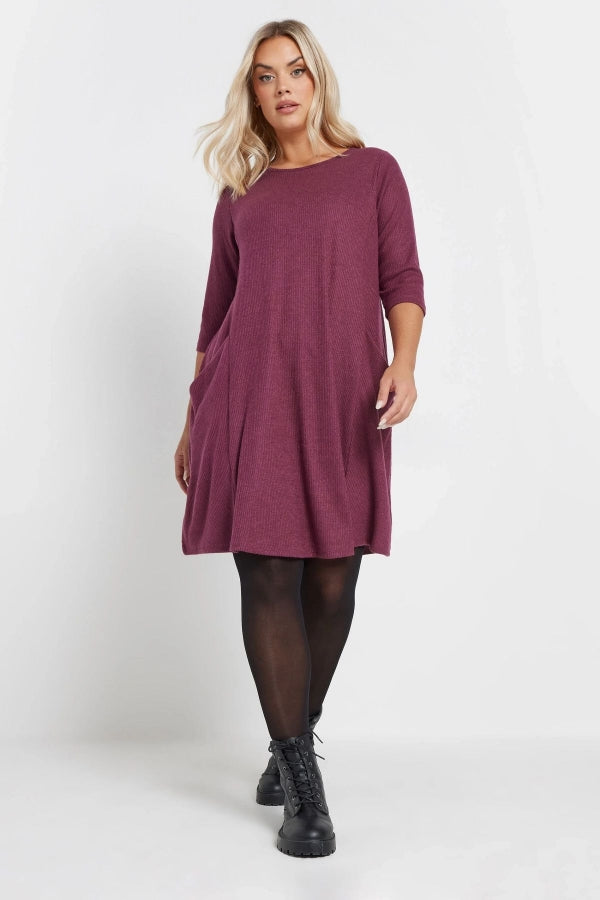 Büyük Beden Yarım Kollu Bisiklet Yaka Asimetrik Cepli Elbise 303803 Vervegrand