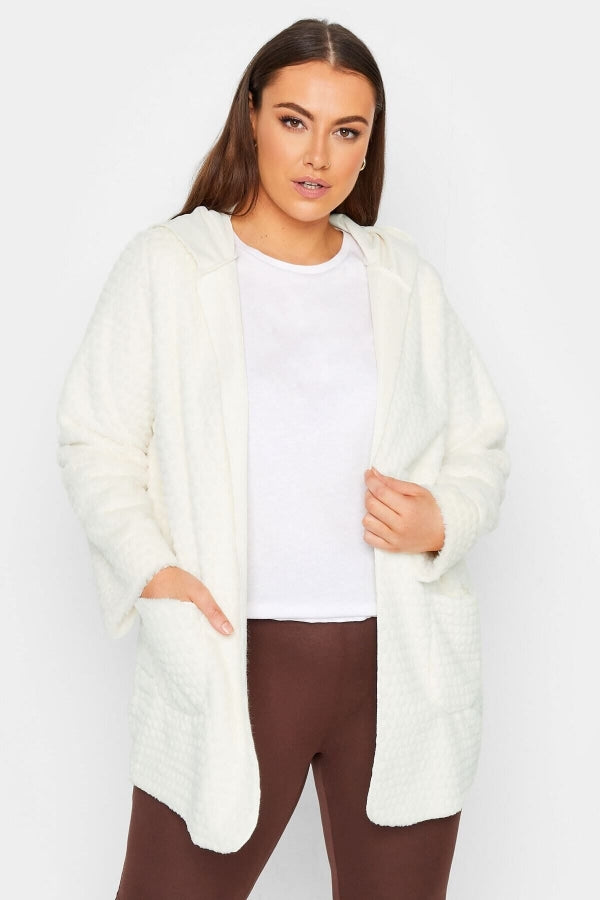 Büyük Beden Uzun Kollu Kapüşonlu Cepli Suni Kürk İnce Ceket 301653 Vervegrand