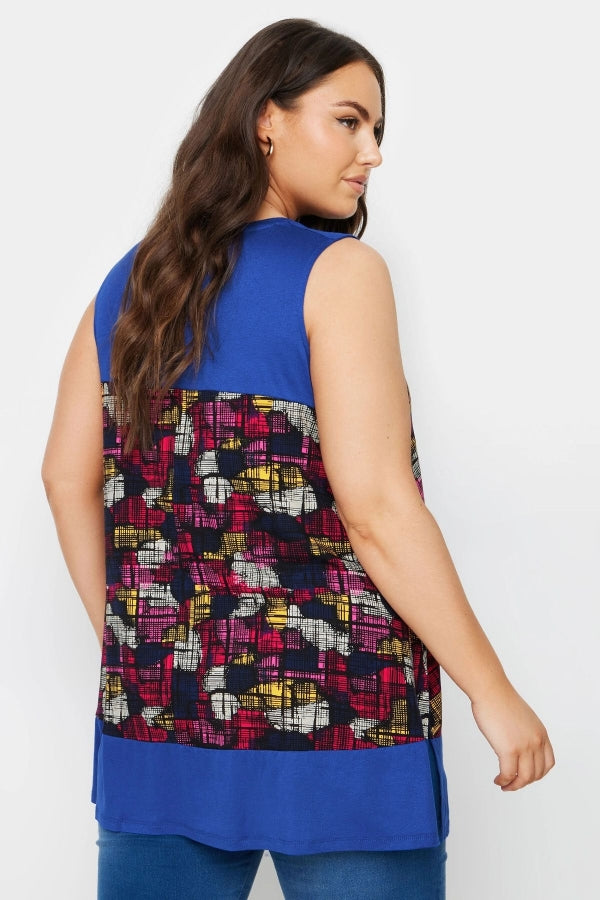 Büyük Beden Sıfır Kol V Yaka Desenli Likralı Bluz 303350 Vervegrand