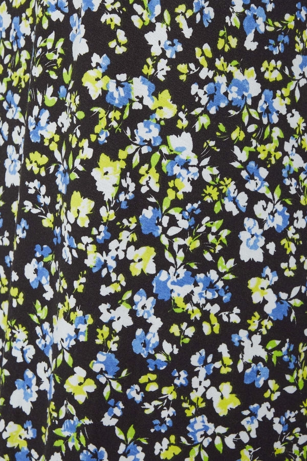 Büyük Beden Yırtmaç Detaylı Çiçek Desenli Askılı Elbise 302296 Vervegrand