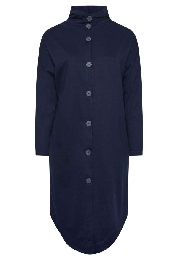 Büyük Beden Kapüşonlu Cepli Önü Düğme Kapamalı Uzun Ceket 303268 Vervegrand