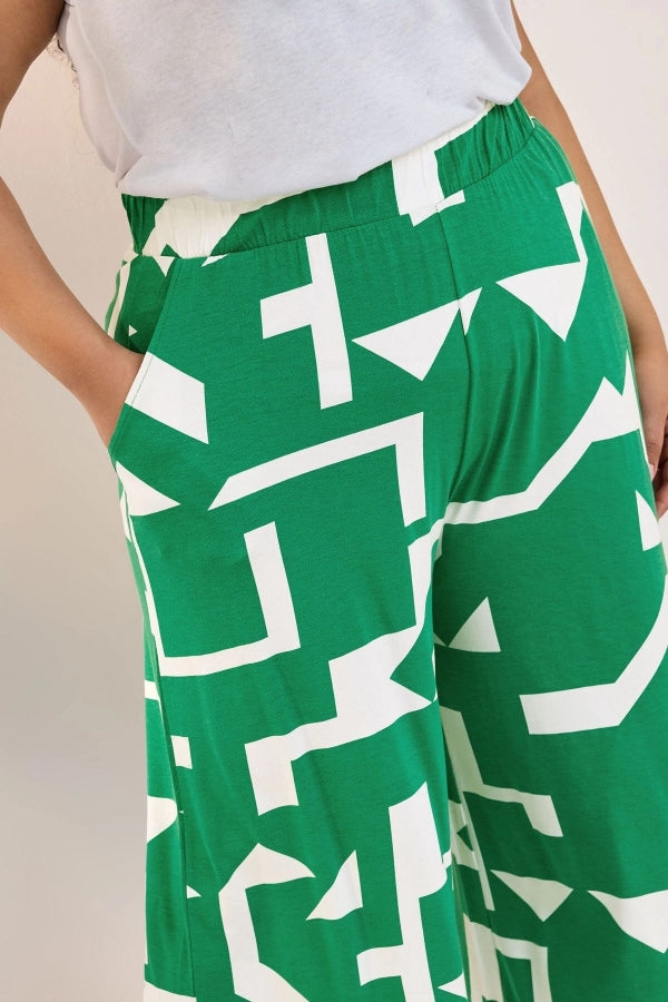 Büyük Beden Yüksek Bel Lastikli Cepli Bol Paça Kapri Pantolon 304118 Vervegrand