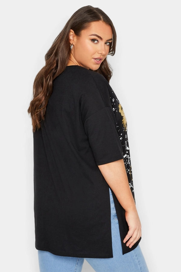 Büyük Beden Bisiklet Yaka Önü Baskılı Yarım Kollu T-shirt 301849 Vervegrand