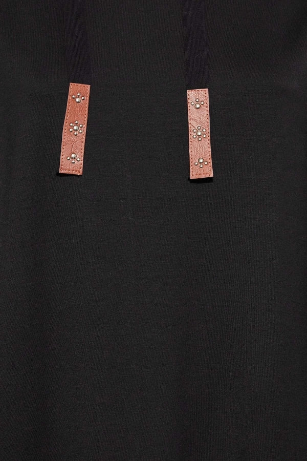 Büyük Beden Kapüşonlu Yırtmaç Detaylı Uzun Kollu Sweatshirt 301171 Vervegrand