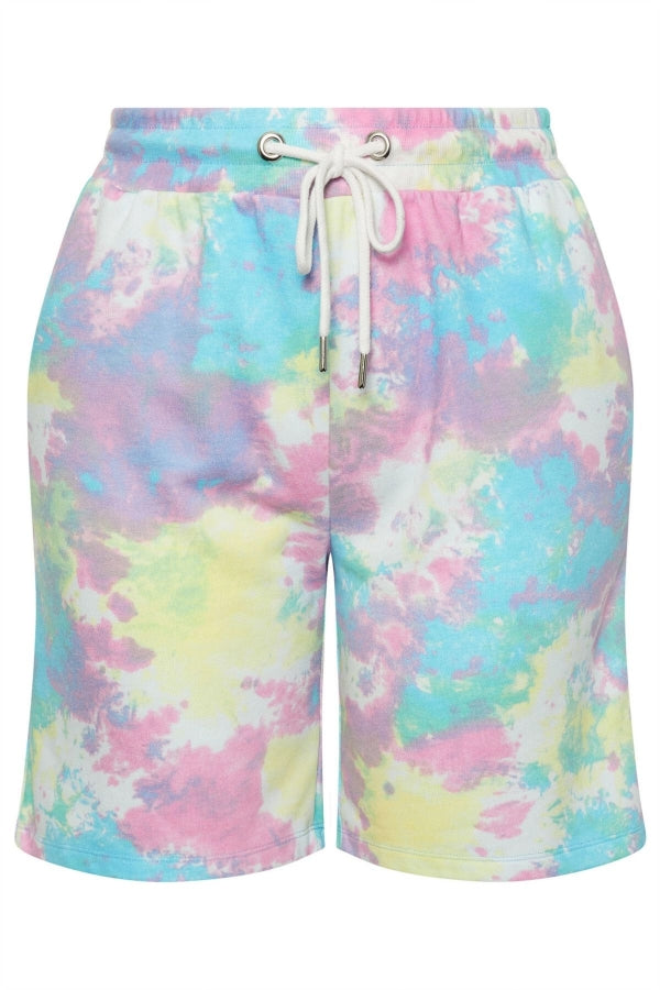 Büyük Beden Cepli Beli Büzgülü Bol Kesim Batik Desenli Şort 303208 Vervegrand