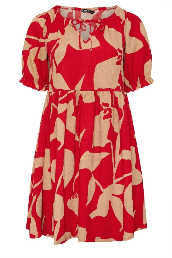 Büyük Beden V Yaka Bürümcük Kumaş Önü Bağlamalı Mini Elbise 304141 Vervegrand