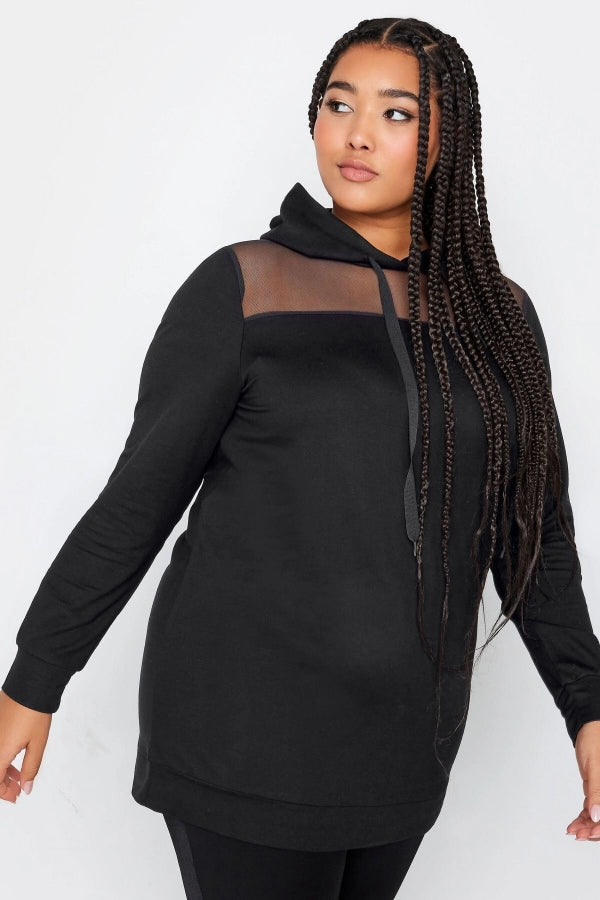 Büyük Beden Kapüşonlu Tül Detaylı Uzun Kollu Sweatshirt 302672 Vervegrand