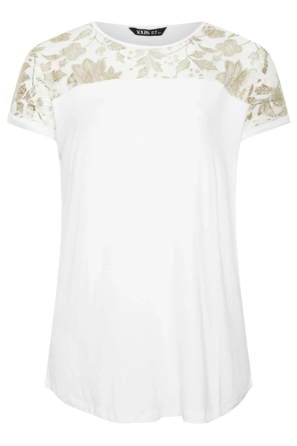 Büyük Beden Bisiklet Yaka Kısa Kollu Yakası Transparan Bluz 303427 Vervegrand