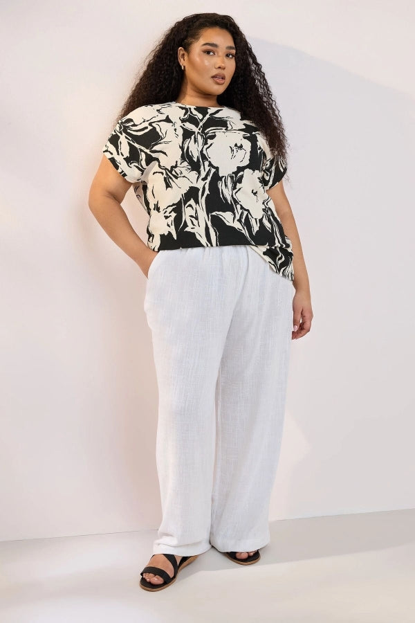 Büyük Beden Bisiklet Yaka Bürümcük Kumaş Baskılı T-shirt 304115 Vervegrand