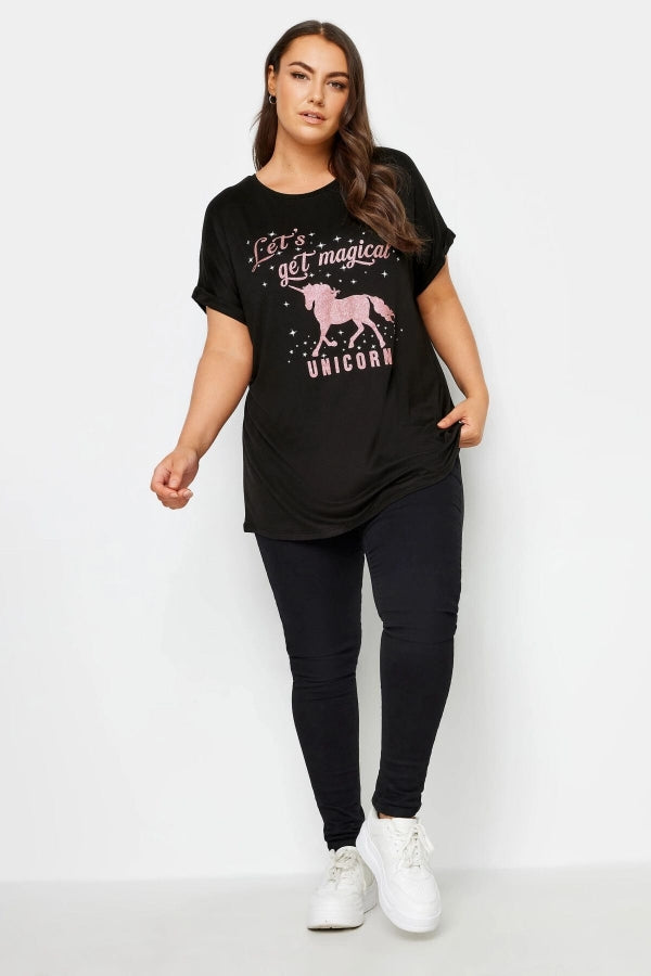 Büyük Beden Bisiklet Yaka Kısa Kollu Metalik Baskılı T-shirt 302849 Vervegrand